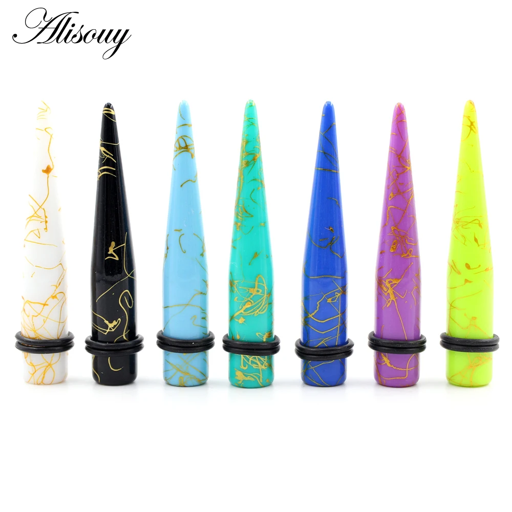Alisouy 2PCS 1.6mm-20mm Line Sharp Cone Acrylic Ear Taper Gauges Tunnels Plugs Stretcher Expander Earrings Piercing Body Jewelry