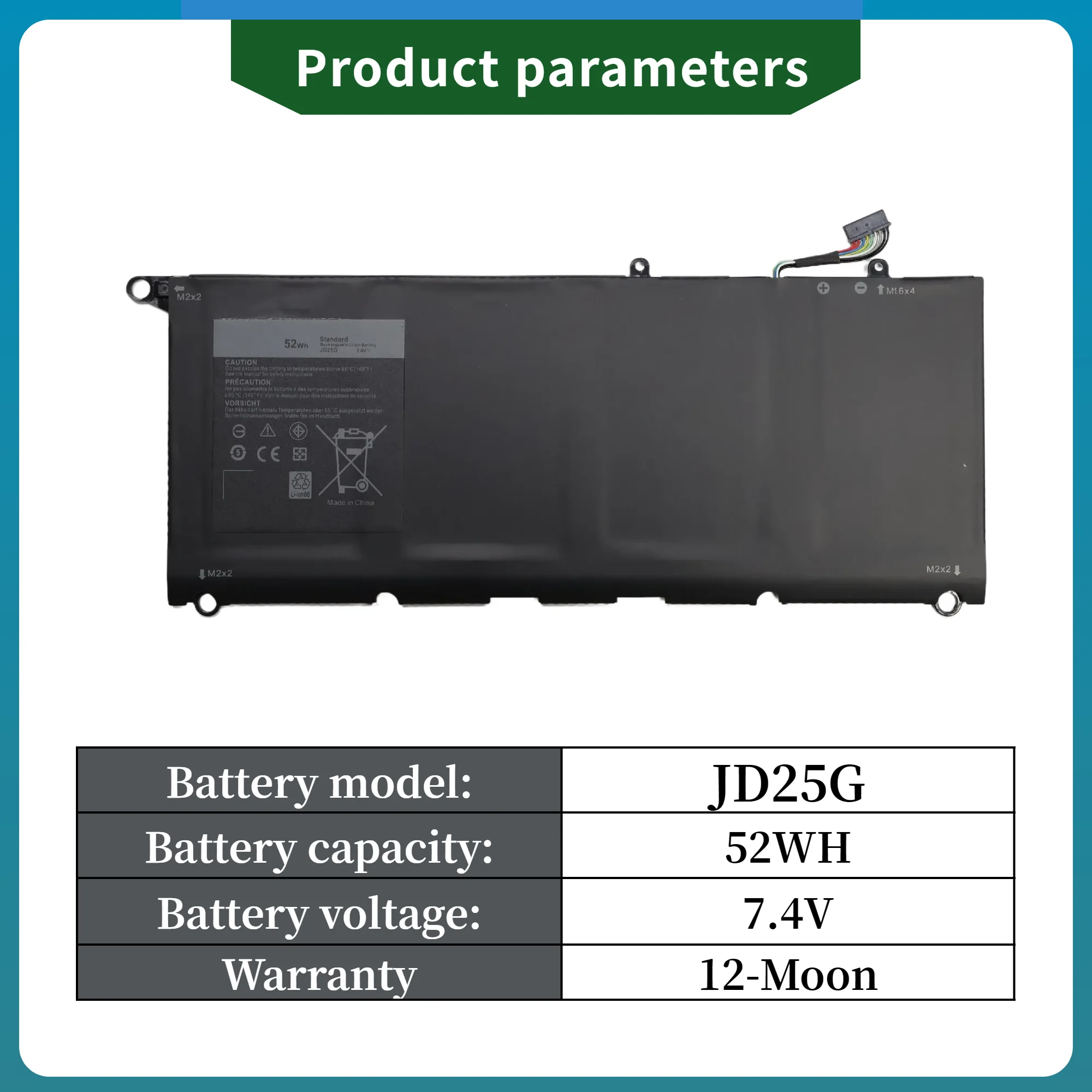 Factory Direct! 90V7W JD25G JHXPY JD25G 090V7W Laptop Battery For Dell XPS 13 9343 XPS13 9350 13D-9343 P54G 0N7T6 5K9CP RWT1R