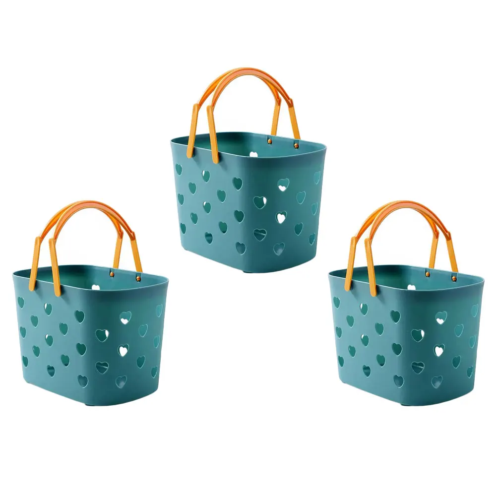 

3pcs Foldable Storage Bathroom Laundry Organizer Handle Compact Storage Organizer Home Use PlasticLight Grey
