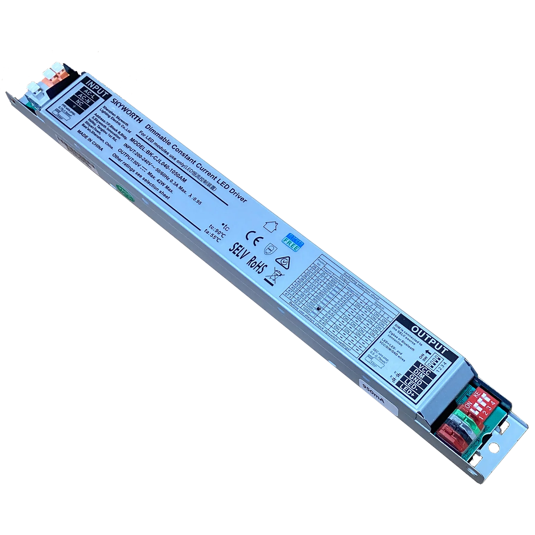 40W 1-10V Soft Dimmable LED Driver,42W 3-100% Dimming Tranformer for Commercial Lighting HPC Patent Liner Lighting LED Convertor