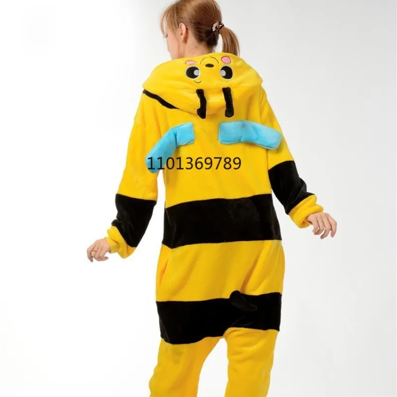 

Adult Yellow Bee Onesies Halloween Pajamas Cartoon Pyjama Homewear Cosplay Costumes Sleepsuit Animal Sleepwear pijama masculino