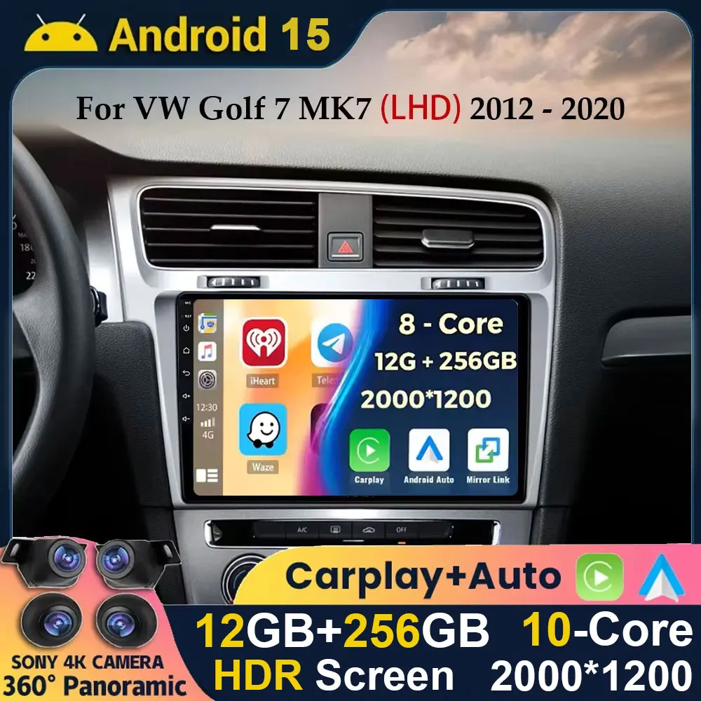 

Android 15 Wireless Carplay Auto For Volkswagen VW Golf 7 MK7 GTI 2011 - 2021 Car Radio Multimedia GPS Stereo Video Player WIFI