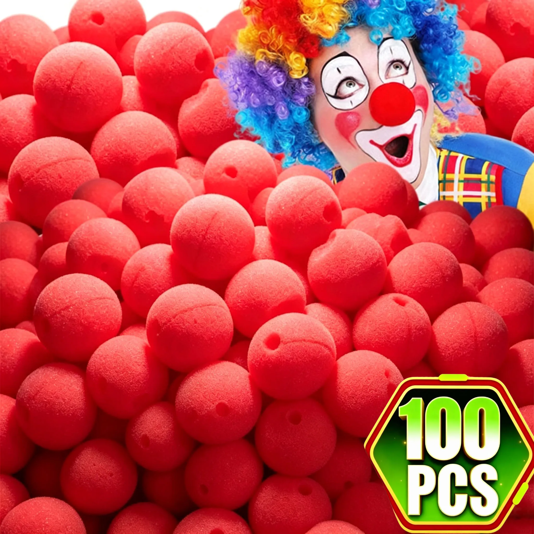 100PCS Red Clown Nose DIY Foam Sponge Balls Funny Circus Cosplay Costume Props Performance Party Halloween Holiday Decoration