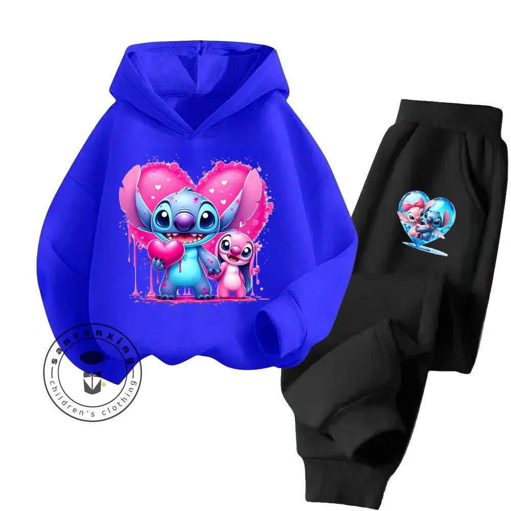 

Stitch Cartoon Apparel Cozy and Fashionable Hoodie Jogger Sets Suitable for Fall and Winter Children's Outdoor Sports Hoodie Set
