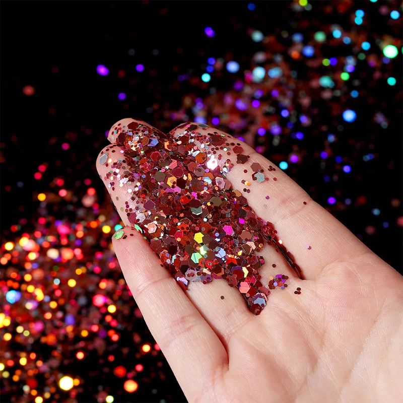 10g/Bag Holographic Laser Hexagon Chunky Sequin Glitter Epoxy Resin Filler Flakes Sequin for DIY UV Epoxy Resin Nail Art Filling