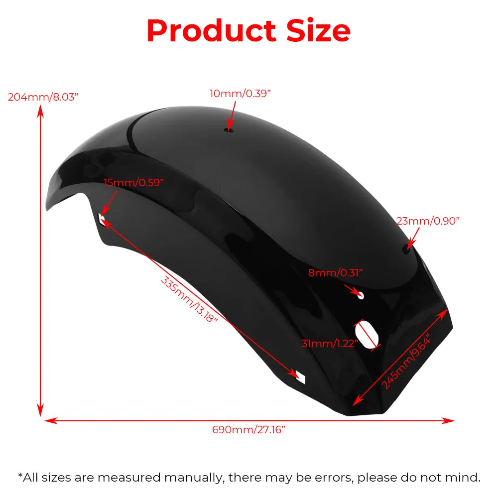 

Motorcycle Iron Short Chopped Rear Fender Fits For Harley Electra Glide Road Glide Road King Street Glide 2014–2025 Vivid Black