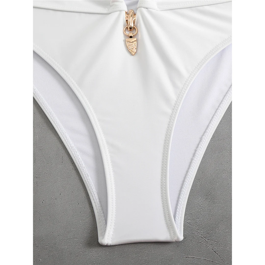 Neuer Neckholder-Bikini mit Cut-Outs und hoher Taille, Damen-Badeanzug, zweiteiliges Bikini-Set, gepolsterter Badeanzug, Badebekleidung, Schwimmbekleidung V6256B – Detail 26