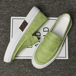 Autumn Men's Loafers Fashion Green Casual Shoes Men's Walking Shoes Driving Shoes Versatile Thick Sole Shoes Free Delivery