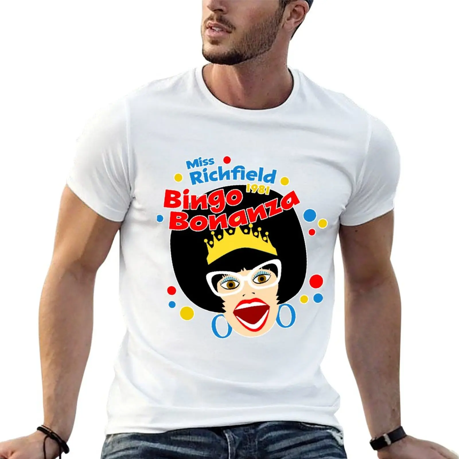 

Miss R Polka Dots Bingo Bonanza T-Shirt t shirts for man cotton t shirt for man 100 percent cotton T-Shirt