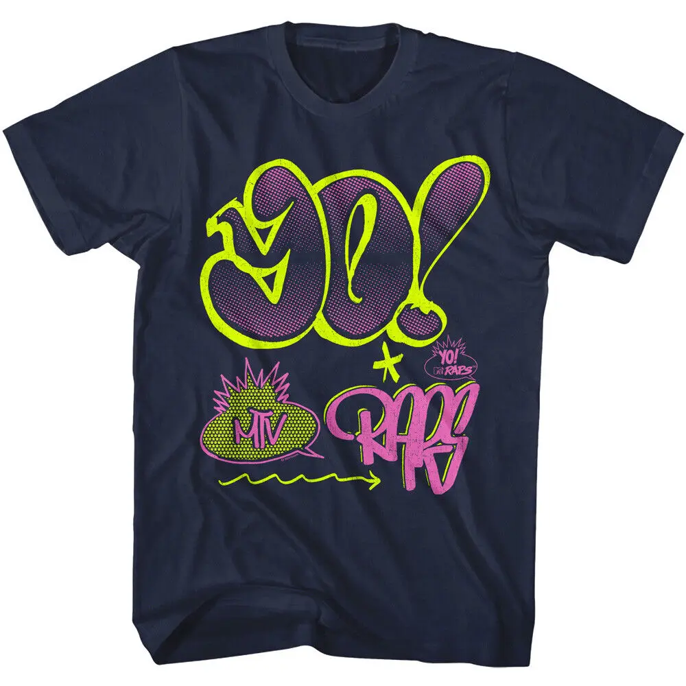 Yo Mtv Raps Graffiti Logo Men'S T Shirt Old Skool Hip Hop Music Videos Fab 5