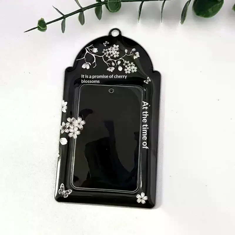 Cherry Blossom Acrylic Photocard Holder With Hanging Hole Delicate Pattern For Kpop Card Collection Daily Use 1Pcs