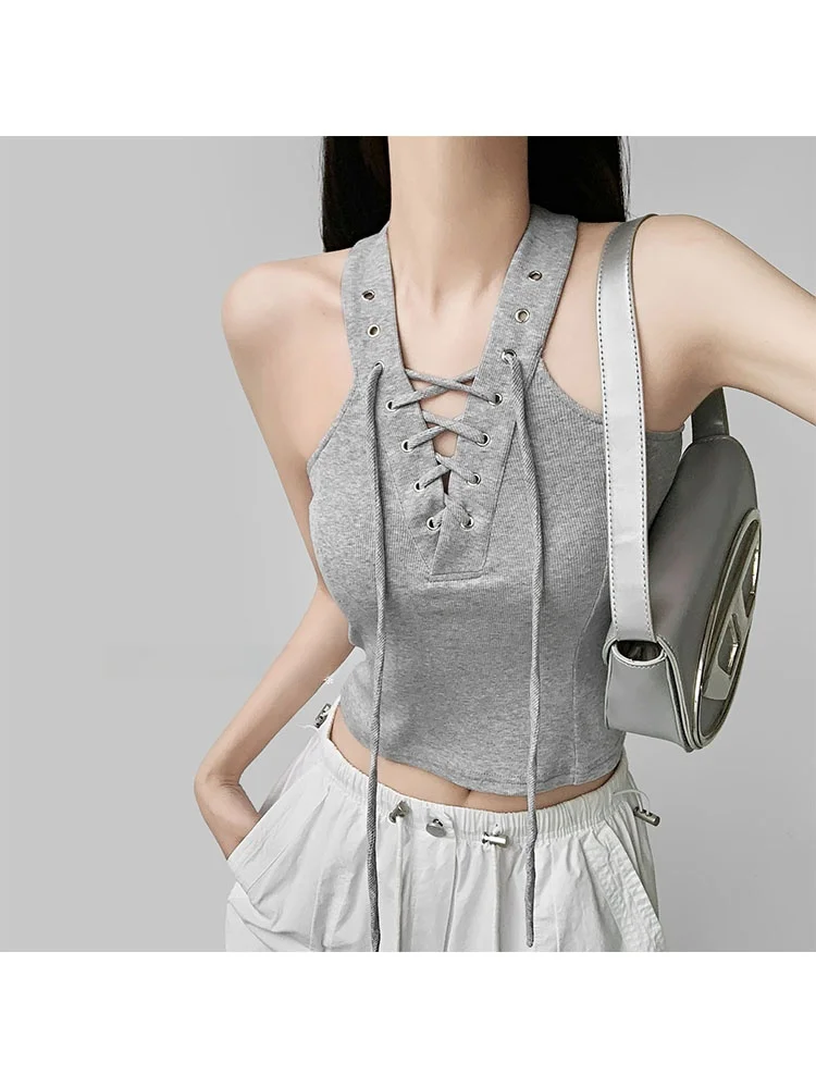 Zomer Lente Thee Pittig Meisje Stropdas Taille Vest Riem Dames Zomer 2024 Nieuw Ontwerp Afslanken Innerlijke Slijtage Top Straat Sle ort S...