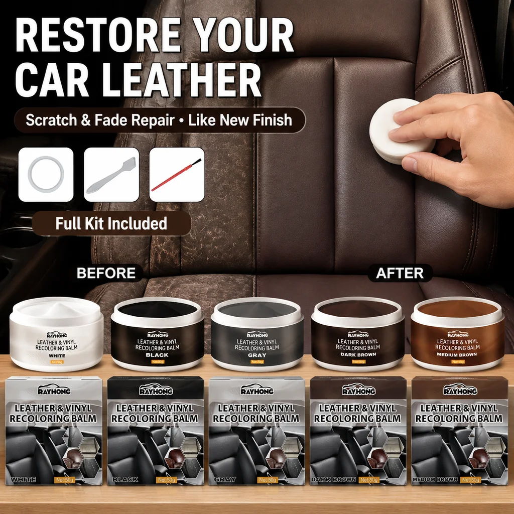Leather Recoloring Balm For Car Seats Sofa Couch Shoes Leather Bag Care Scratch Repair Color Restorer Cream Kit Gloss Enhancer