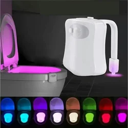 SANDYHA LED Night Light Toilet Lights Style RGB Lighting Color Intelligent Sensing White Yellow Pink Blue Green Random Color