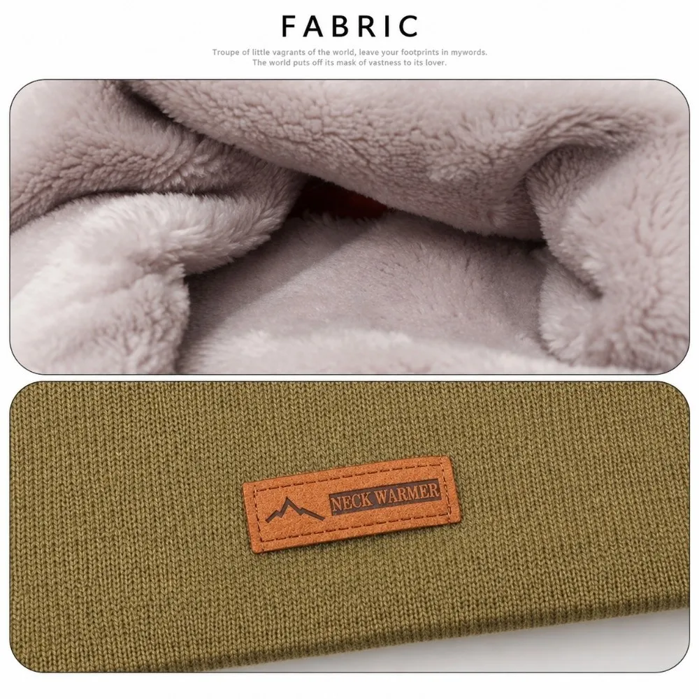 Thick Fleece Lined Neck Gaiter Soft Imitation Cashmere Knitted Neck Warmer Multi-use Stretch Outdoor Face Cover For Men Women