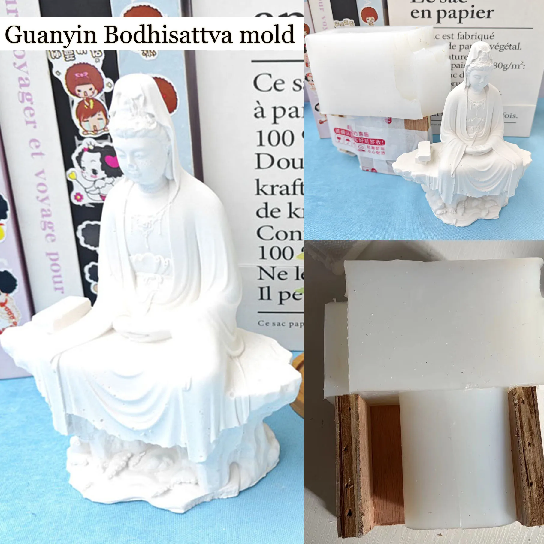 

Plaster Statue Silicone Molds for Guanyin Bodhisattva,Handmade Rubber Moulds for DIY Concrete Ornament, Cement Crafts,Home Decor