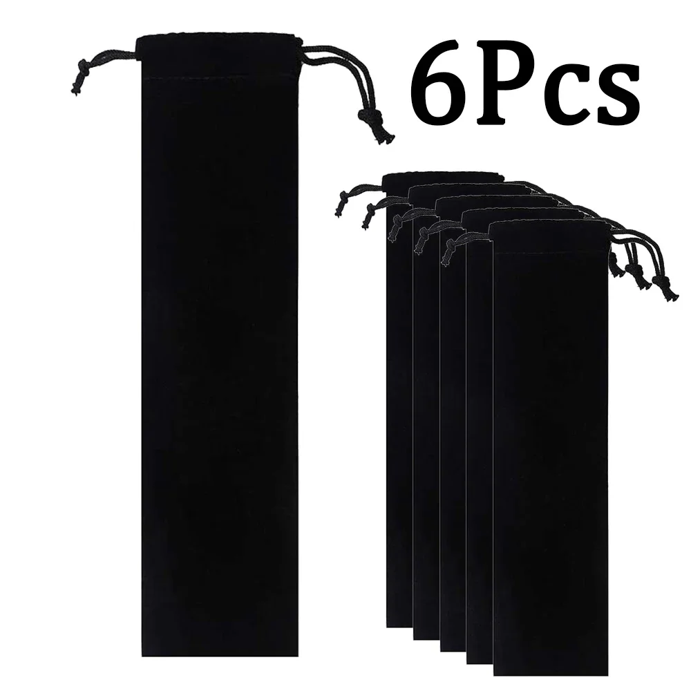 6Pcs Reusable Straw Pouch Bag for Metal Straw Cutlery Colorful Storage Bag for Travel Camping Chopsticks Spoon Organizer Bag