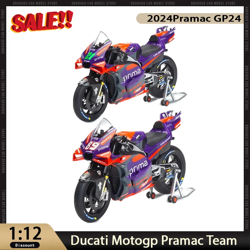 

New In Stock 1:12 Ducati 2024 MOTOGP 1:12 Pramac GP24 Motorcycle Alloy Miniature Diecast Model Collection Ornaments Custom Toys
