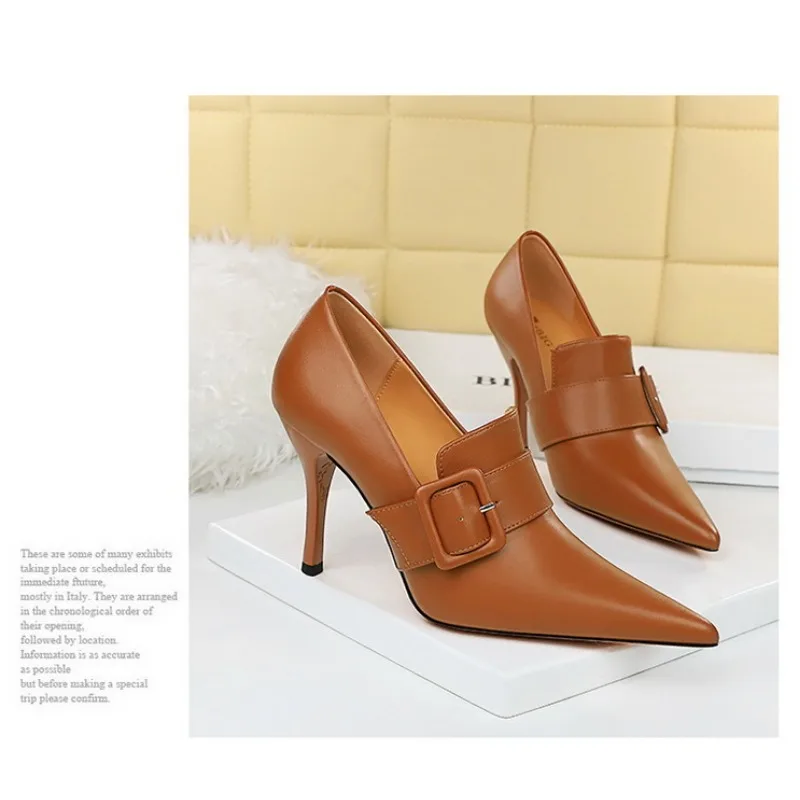 BIGTREE Spring and Autumn Women Pumps Pointed Toe Wedding Solid PU 10CM Thin Heels Gladiator Dress Woman Shoes