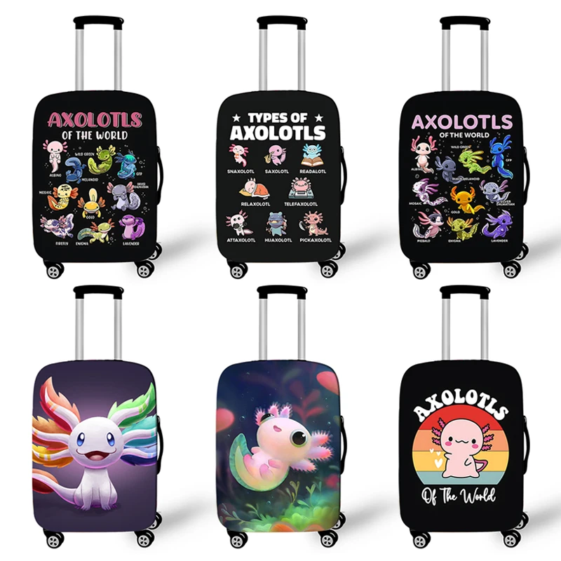 Axolotls of The World Luggage Covers Axolotl Unisex Elastic Suitcase Protective Covers Travel Accessories Trolley Cases Cover