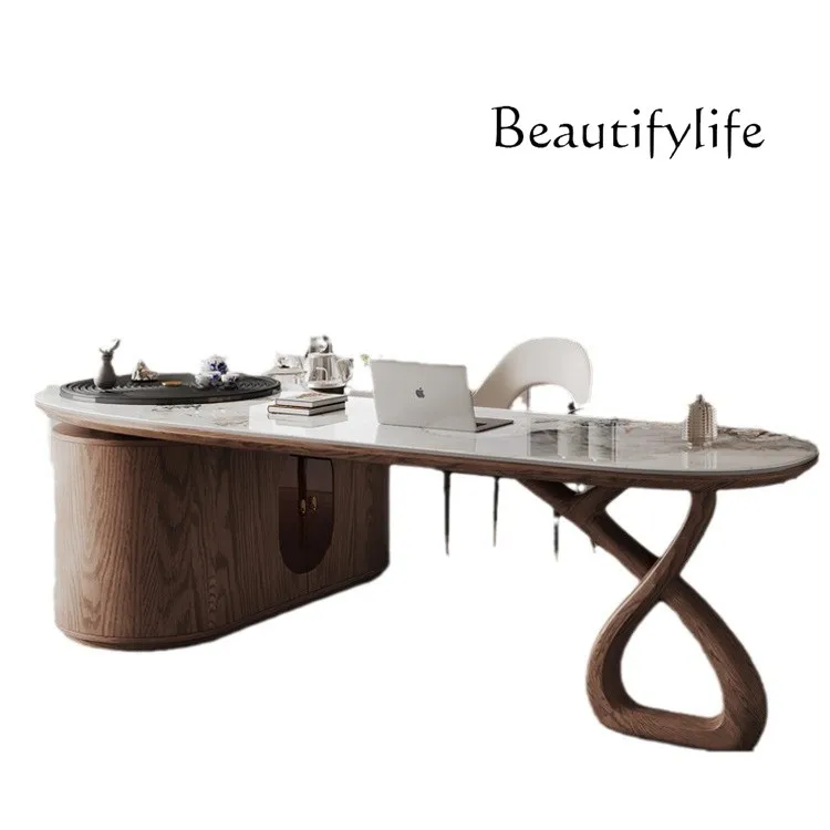 

Italian medieval style solid wood tea table, modern simple tea set, integrated tea making table