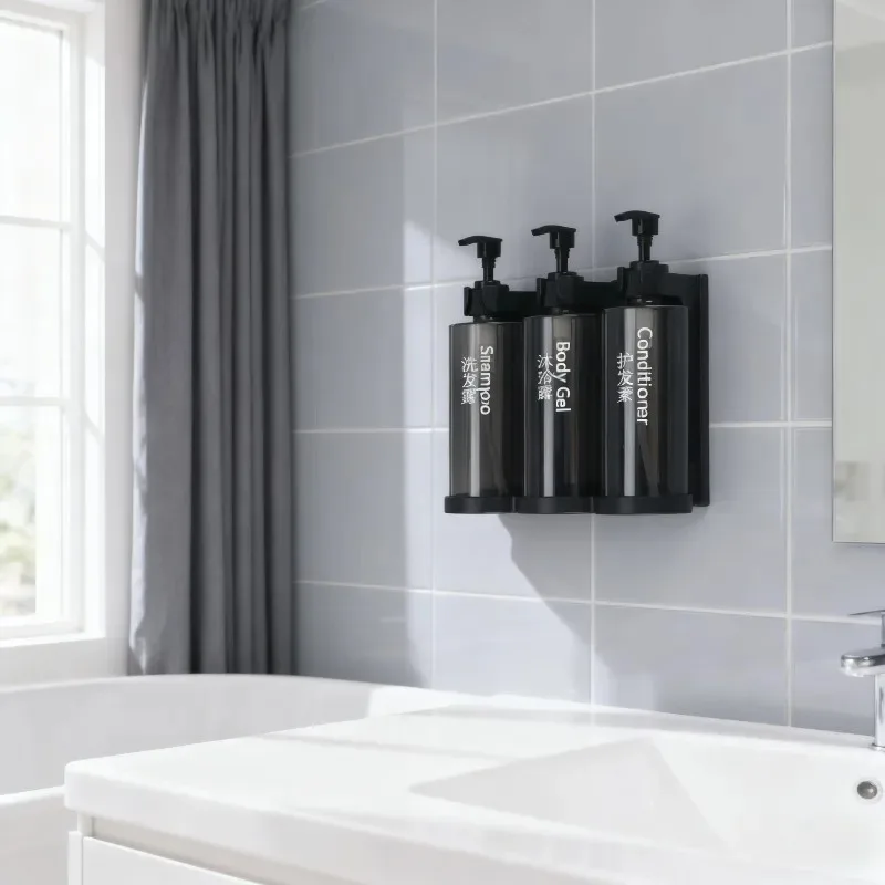 Liquid Soap Dispensers No Drill Shampoo Conditioner Body Wash Dispenser Wall Mounted Adhesive for Bathroom Kitchen Hotel