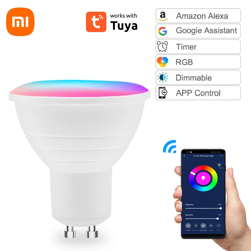 Xiaomi Tuya WIFI Smart Dimmable Bulb GU10 MR16 RGB C+W LED Light Support Alexa Google Assistant Voice Control Smart Life App