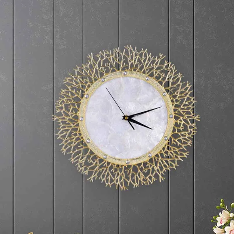 Fancy Luxury Silent Wall Clock Classic Round Modern Metal Wall Clock European Gold Design Orologio Da Parete Live Room Decor