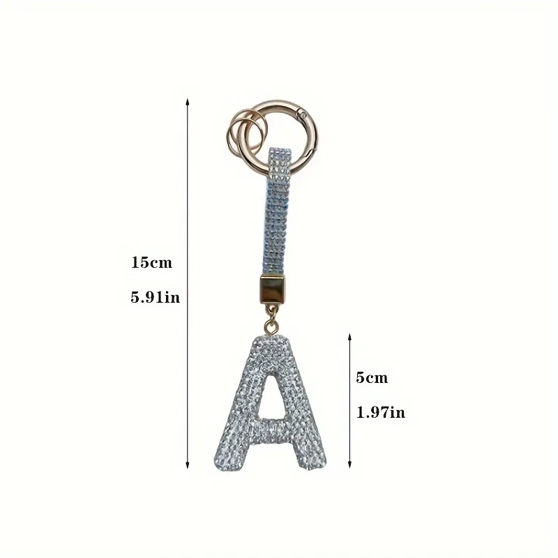 Stylish Letter Key Ring Accessory for Keys Bags Car Keychain with Sparkly Rhinestone Gift for Woman Backpack Charm Decoration