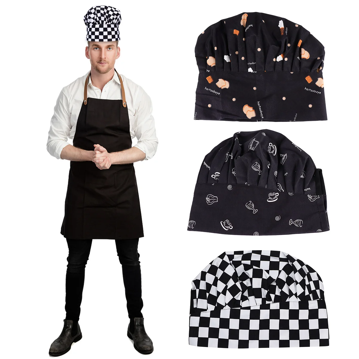 1Pcs Unique Patterns Chef Hat for Restaurant Cooks High-Quality Cotton Polyester Easy to Dry and Comfortable Chef Hat