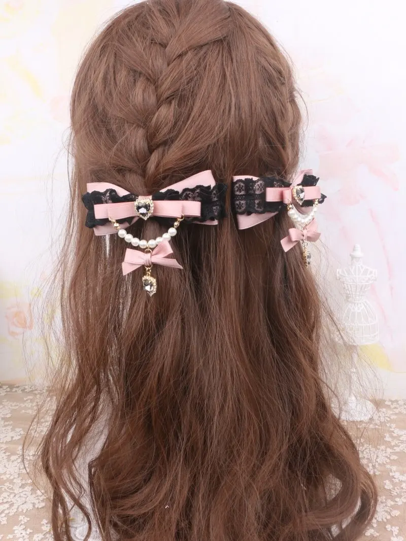 Handmade Japanese Lolita Sweet and Cute Mass-produced Headgear Imported Lace Lta Bag Bow Hairpin Side Clip for Women 5
