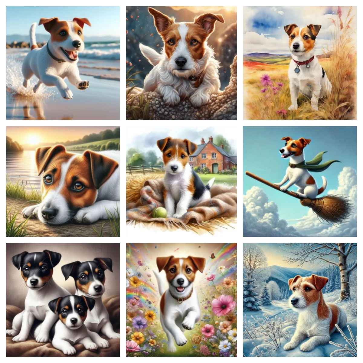 

5D Diamond Art Painting Jack Russell Terrier Cute Dog Poster DIY Mosaic Home Decor Full Square/Round Gem Embroidery Kids Gifts