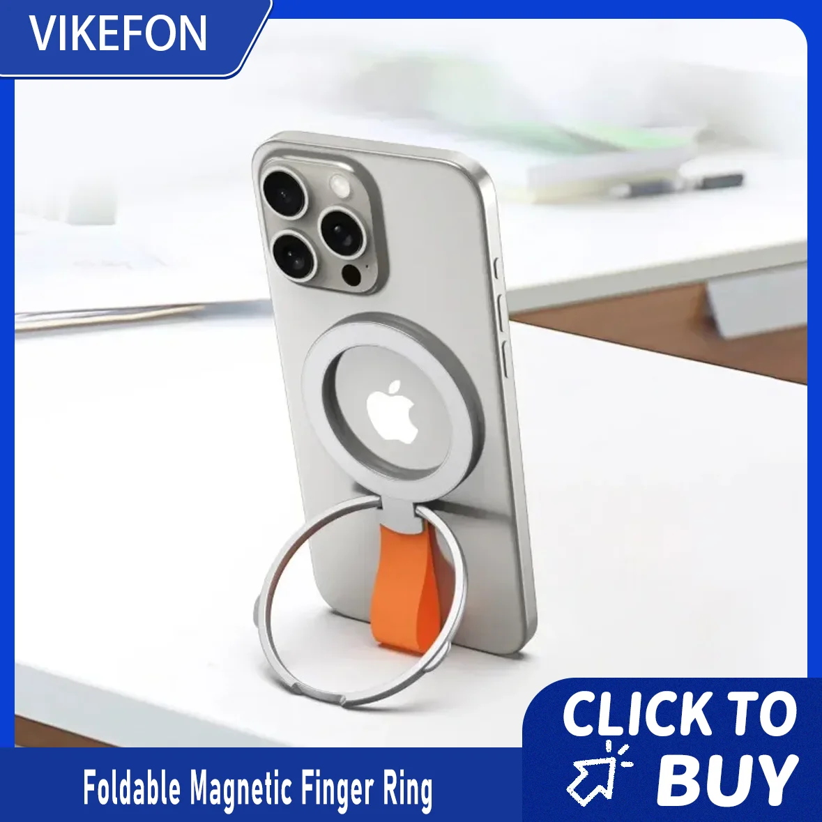 

Foldable Magnetic Finger Ring Silica Hanging Rope Holder Rotatable Phone Stand Wireless Charging Friendly Type For Smart Phones