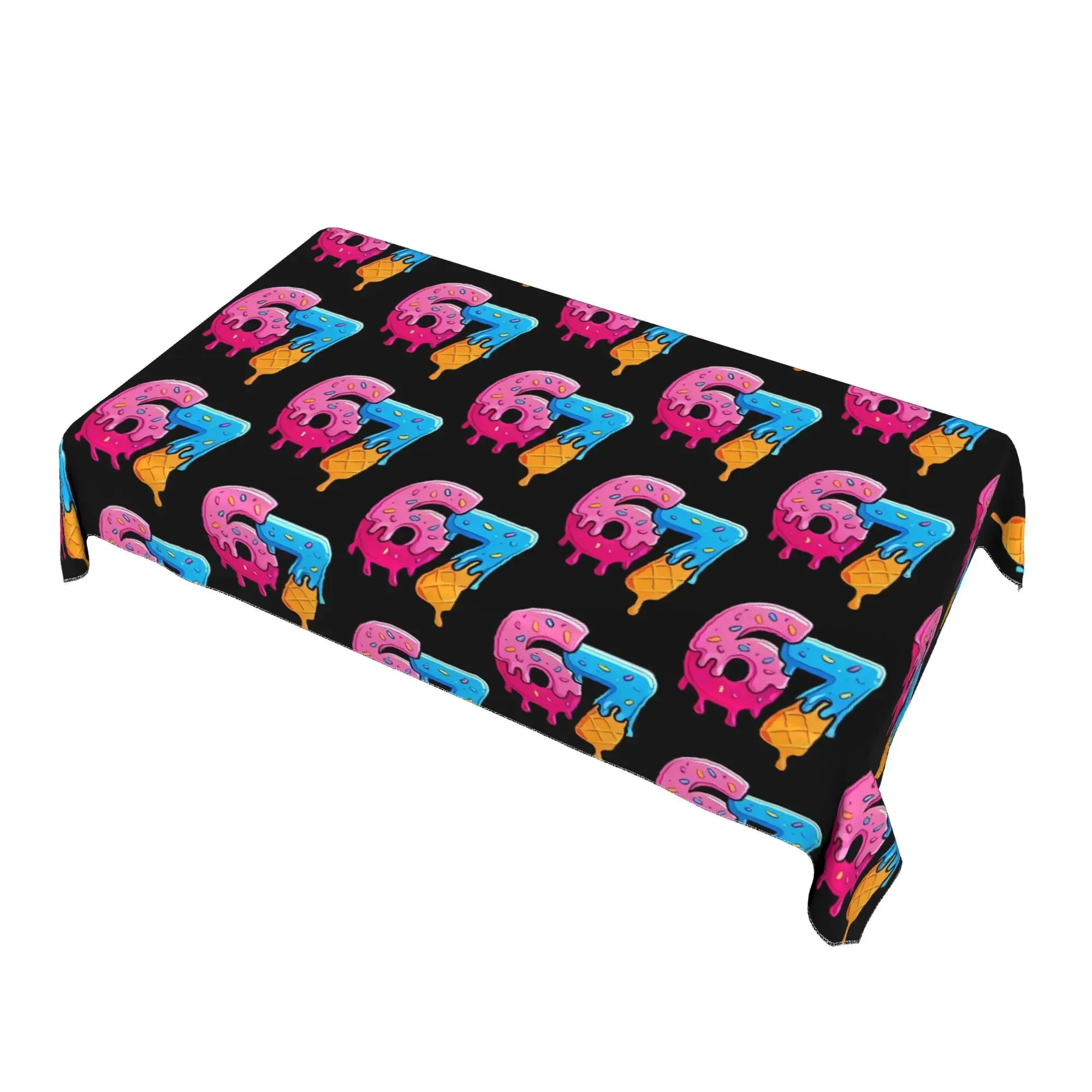 One piece of tablecloth numbered 67, with an emoji design of ice cream dripping xzj