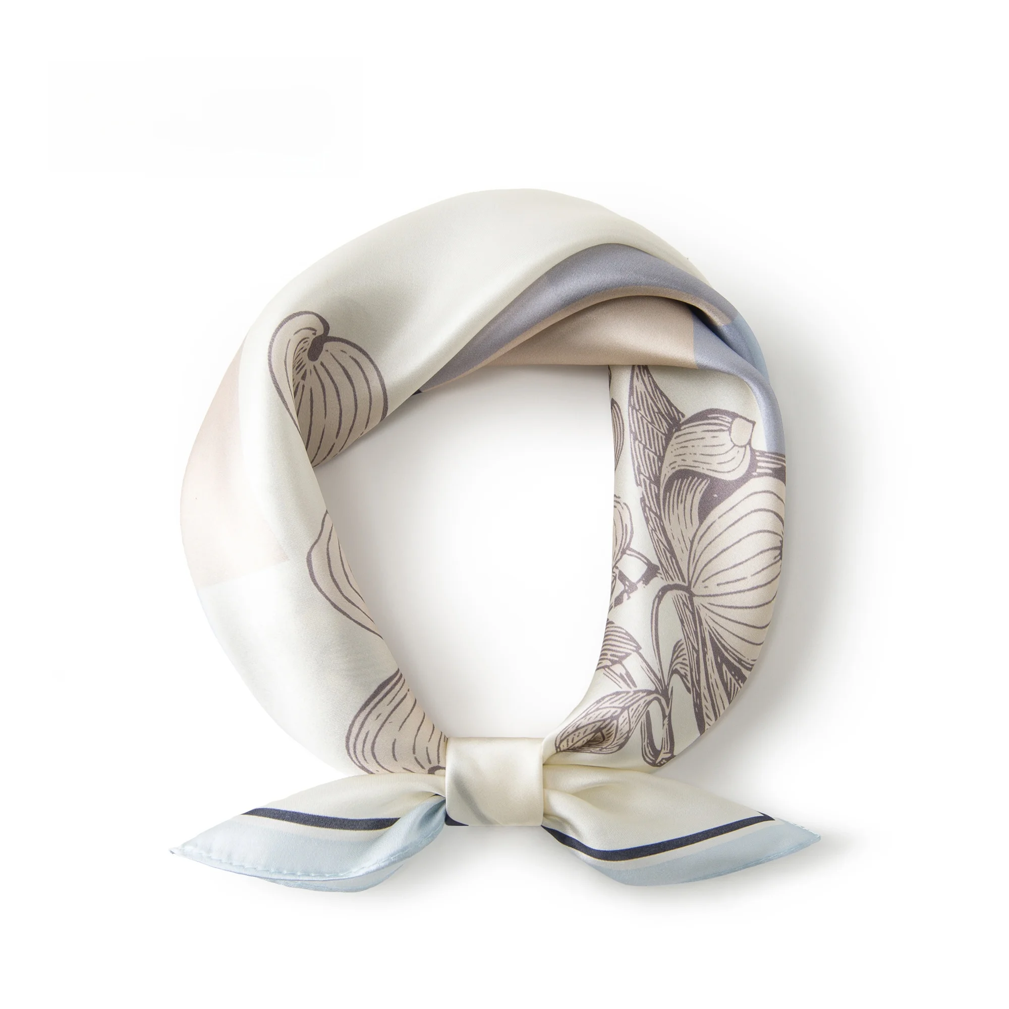 新鮮な幾何学模様の花柄シルクスカーフ韓国風小さな正方形ネクタイ女性のファッションアクセサリーヘアバンドバッグちょう結び装飾