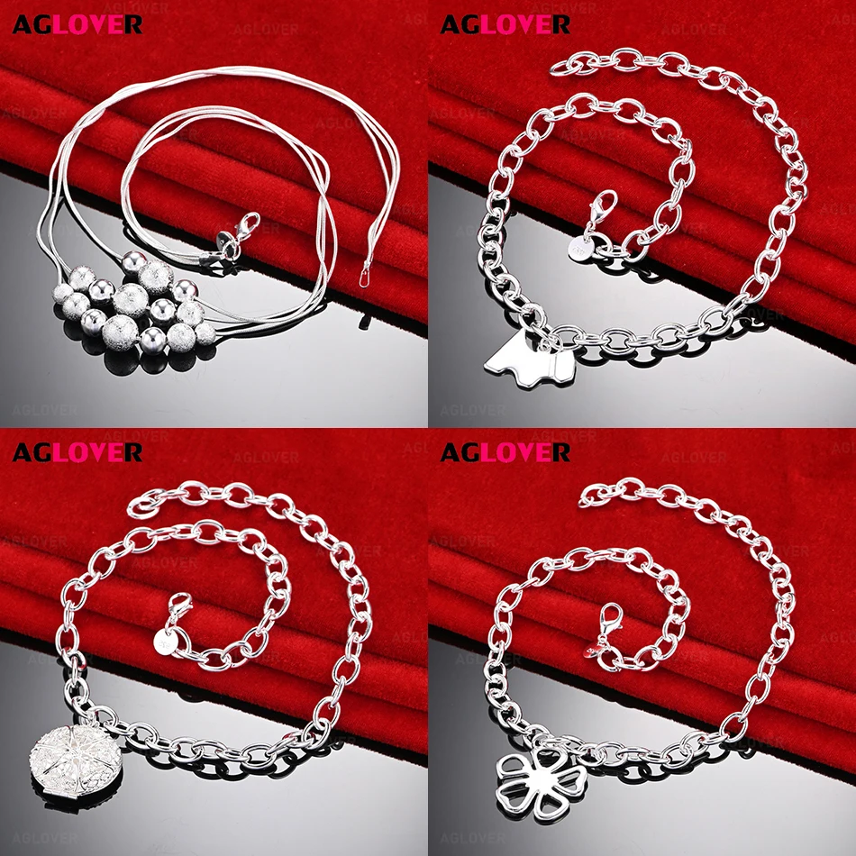 

AGLOVER 925 Sterling Silver Dog Tag Pendant Necklace Feminine Unique Anniversary Gift Jewelry