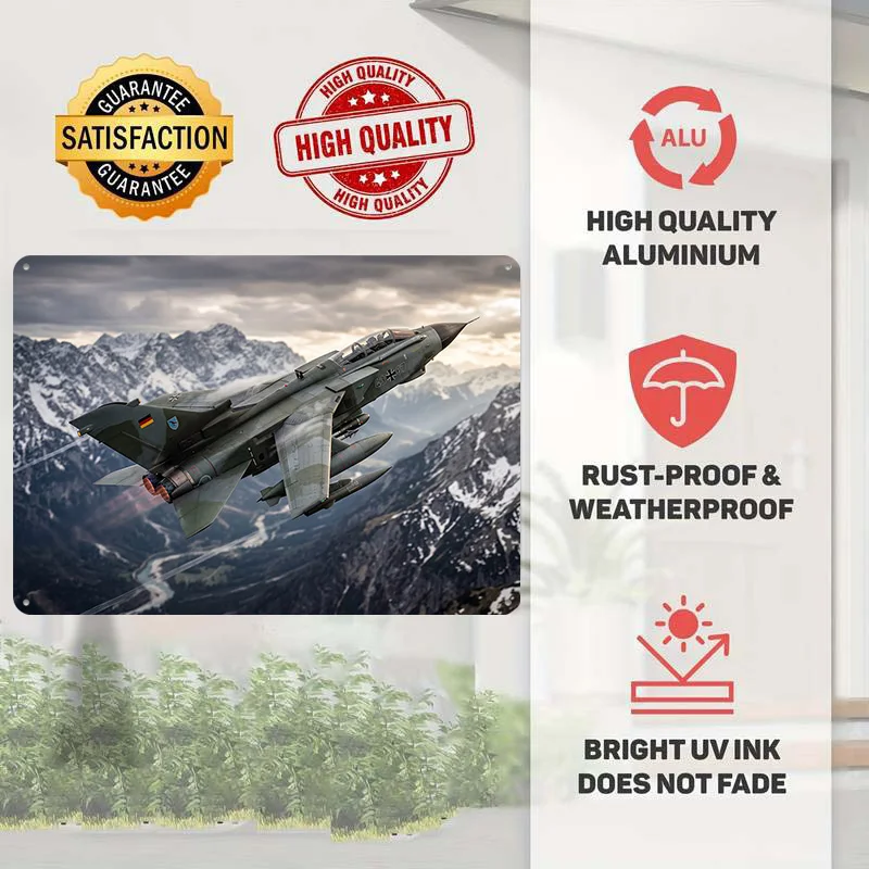 German Tornado Jet Over Mountains Metal Poster Perfect Gift for Fans Lovers Customized Wall Art Metal Sign for Decor Luxury Home