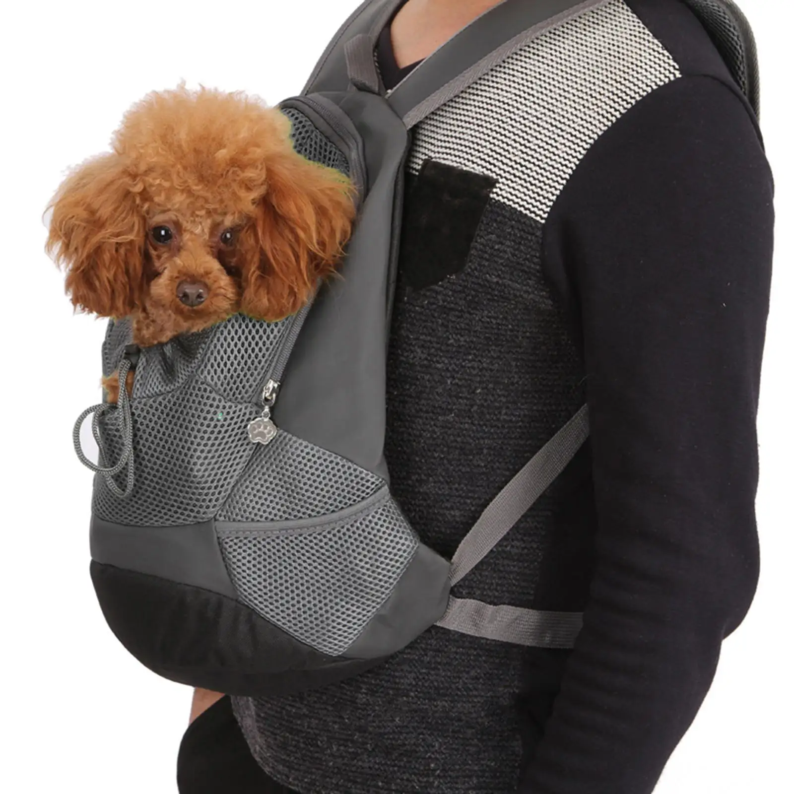Ventilated Dog Carrier Backpack for Puppy Cat Travel with Adjustable Shoulder Strap Side Mesh Pocket Neck Hole Drawstring Design
