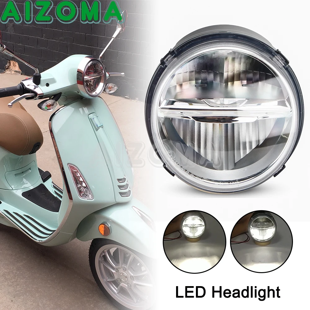 

13.5V Hi/Lo Beam Scooter LED Headlight E13-Mark Front Head Light Lamp For Primavera 150 3V IE I-GET Touring Anniversario 2017-19