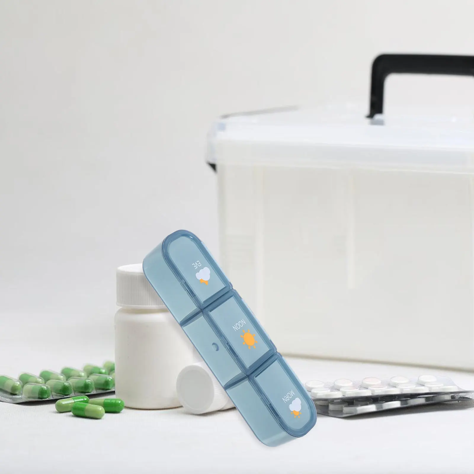 

Medicine Organizer Box Large Capacity Portable Travel Medicine Case Small Holder Sturdy Pp Abs Compact Design For Daily