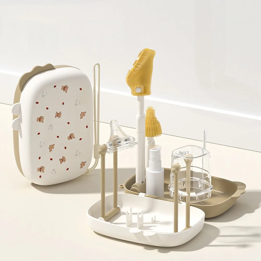 

6 in 1 Baby Bottle Cleaning Set Silicone Sponge with Storage Box Bottle Brush Set Safe Multi-Functional Cleaning Kit