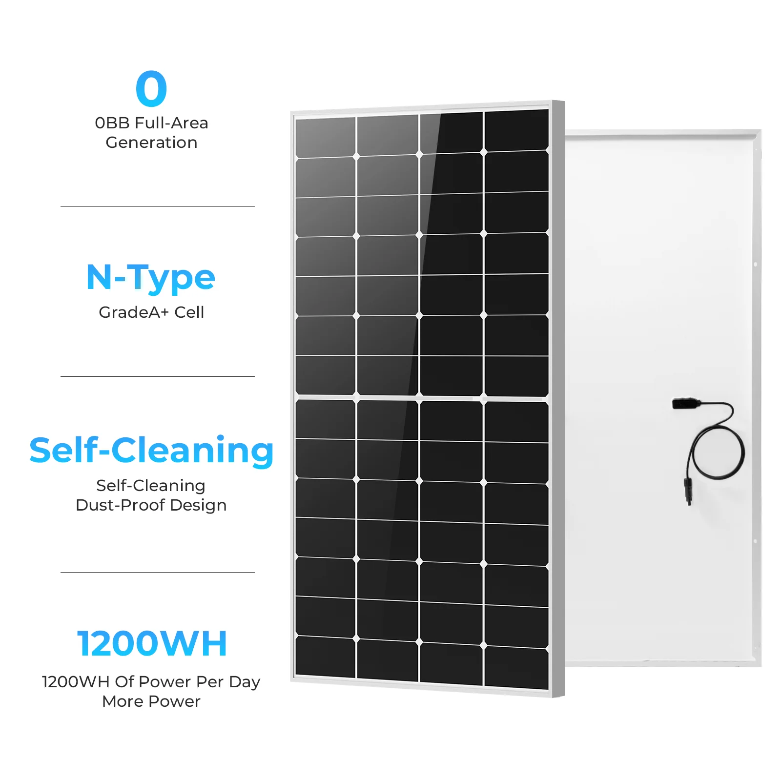 

Solar Panels,200 watt Solar Panel 12v n Type 18bb Solar Panel A+ Grade PV Module with IP68 Junction Box,25% Cell Efficiency 200w Solar Panels for Off Grid RV Boat Rooftop Camper(200W Black