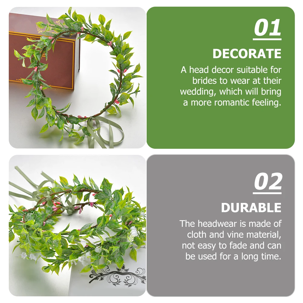 

Flocking Bridal Wreath Wedding Headpiece Headwear Prop Lightweight Cloth Women Wreath Compact Hair Accessory Party Annual