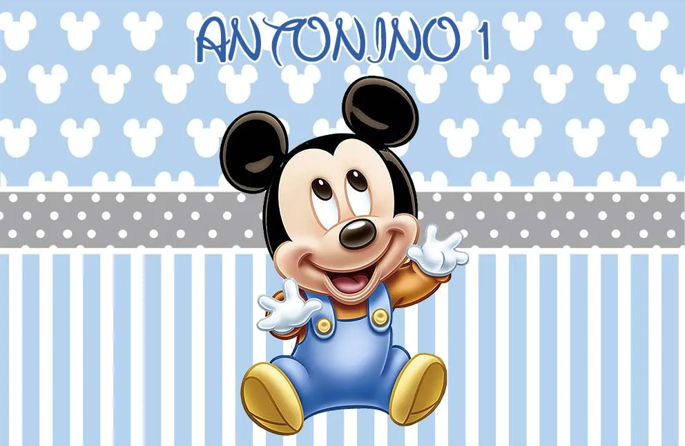 Disney Cartoon Photography Background Blue Mickey Mouse Boys Birthday Party Decoration Banner Photocall Photocall Backdrop