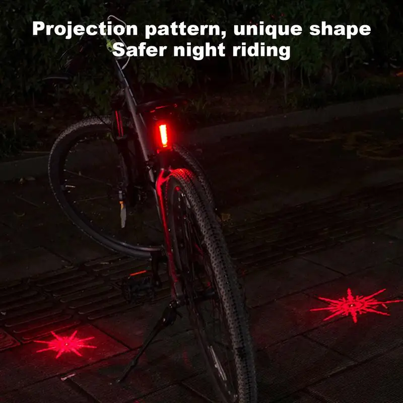 Cycling Tail Lights USB Rechargeable Safety Projection Warning Light Cycling Accessories Long-Lasting Brightness Fit Mountain &