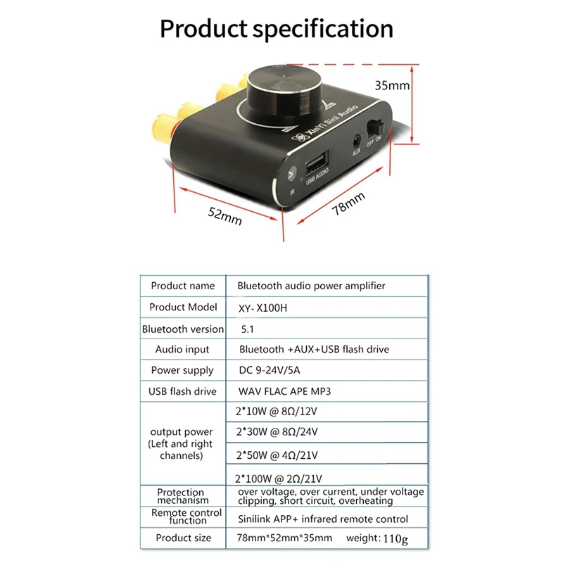 X15H 15WX2 สเตอริโอดิจิตอล AMP Amplificador Theatre รีโมทคอนโทรล HIFI 5.1 บลูทูธเครื่องขยายเสียง