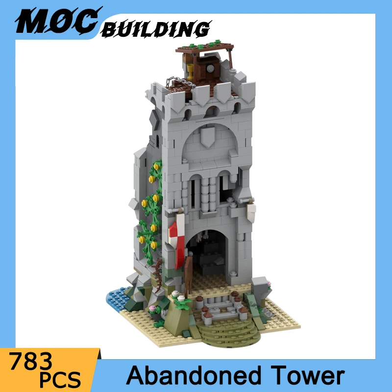 

MOC Medieval Castle Abandoned Tower Model Building Blocks Bandits Hiding Place Destroyed Construction Bricks Collection Toy Gift