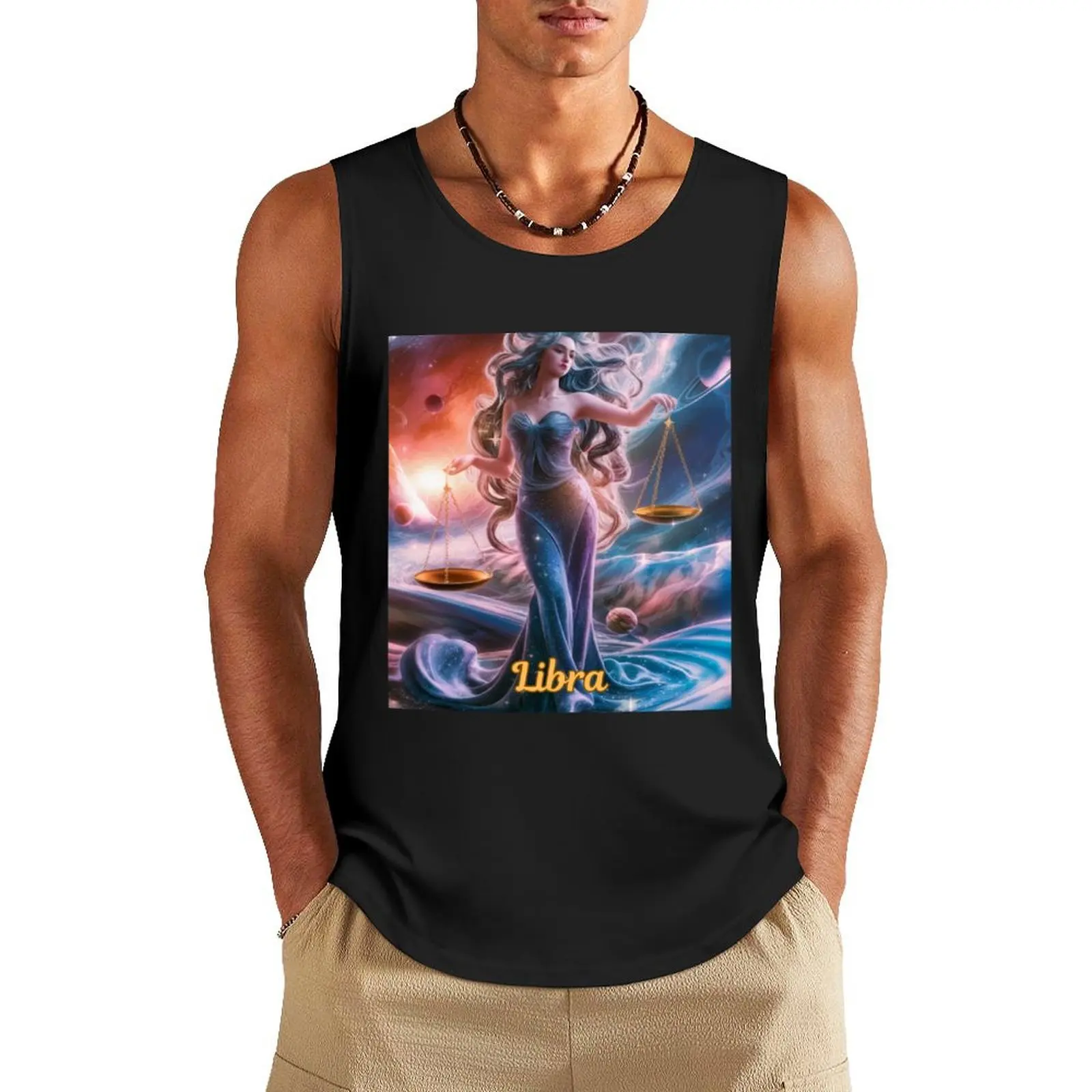 

Libra Zodiac, celestial goddess Tank Top Men's sleeveless t-shirt men clothings T-shirt male plain t-shirt