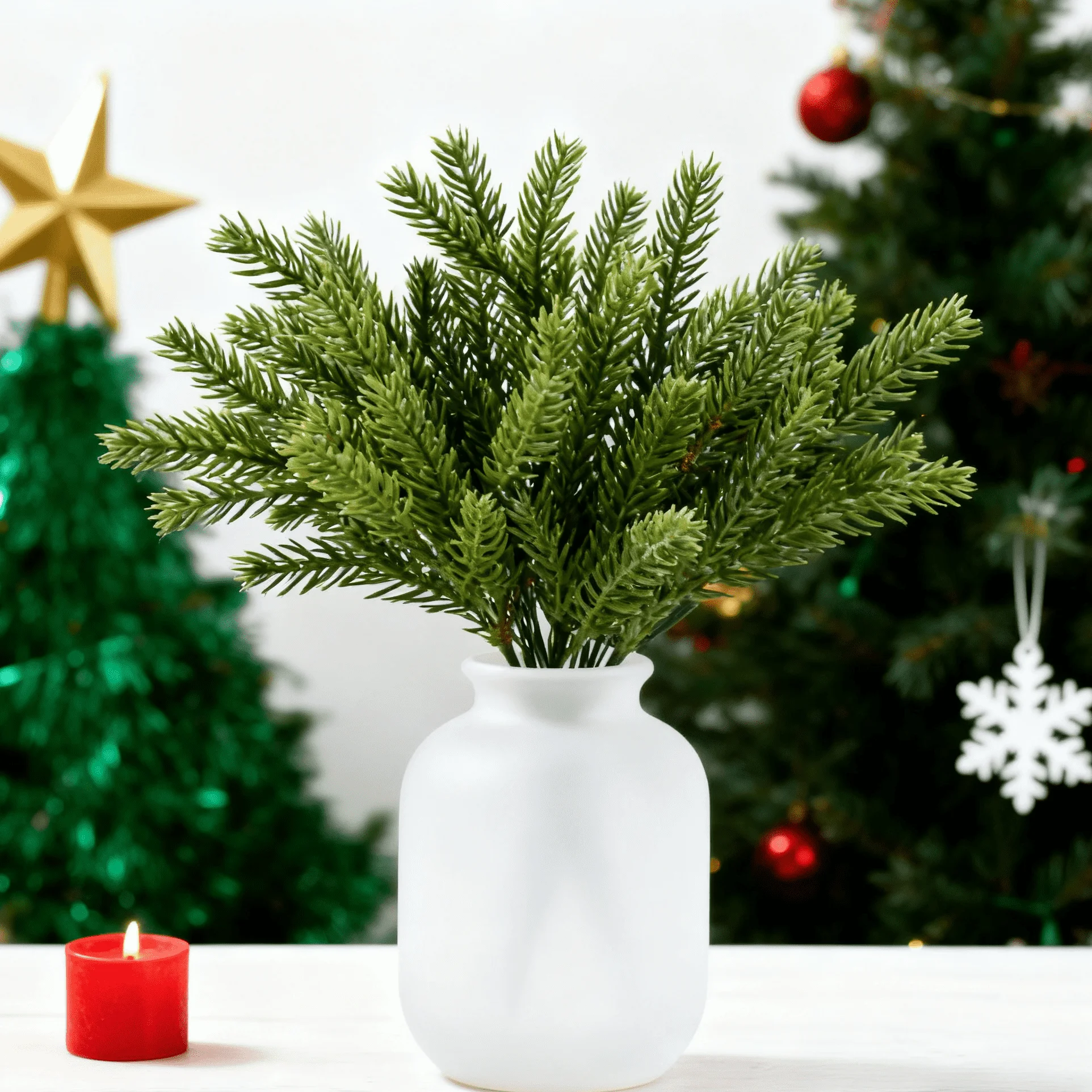 20/50PCS Künstliche Pflanzen Günstige Weihnachtsbaum Tannennadeln Neujahr Dekorationen für Home Zimmer Scrapbooking Diy Geschenke Candy Box