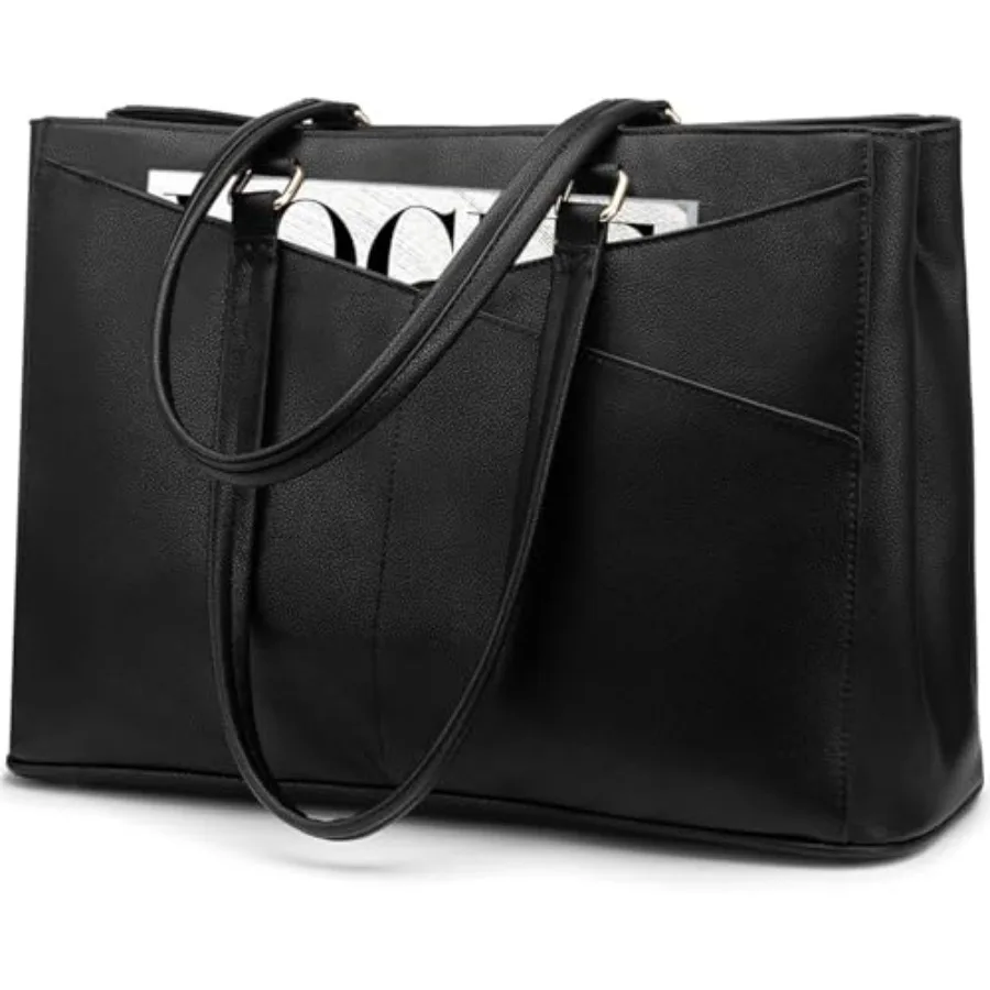 

Laptop Bag for Women 17.3 Inch Tote Bags Waterproof Leather Briefcase Computer Women Business Office Work BagBlack